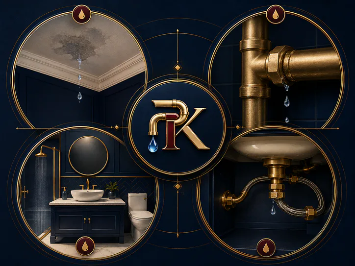 Common visible locations where a plumbing leak may appear